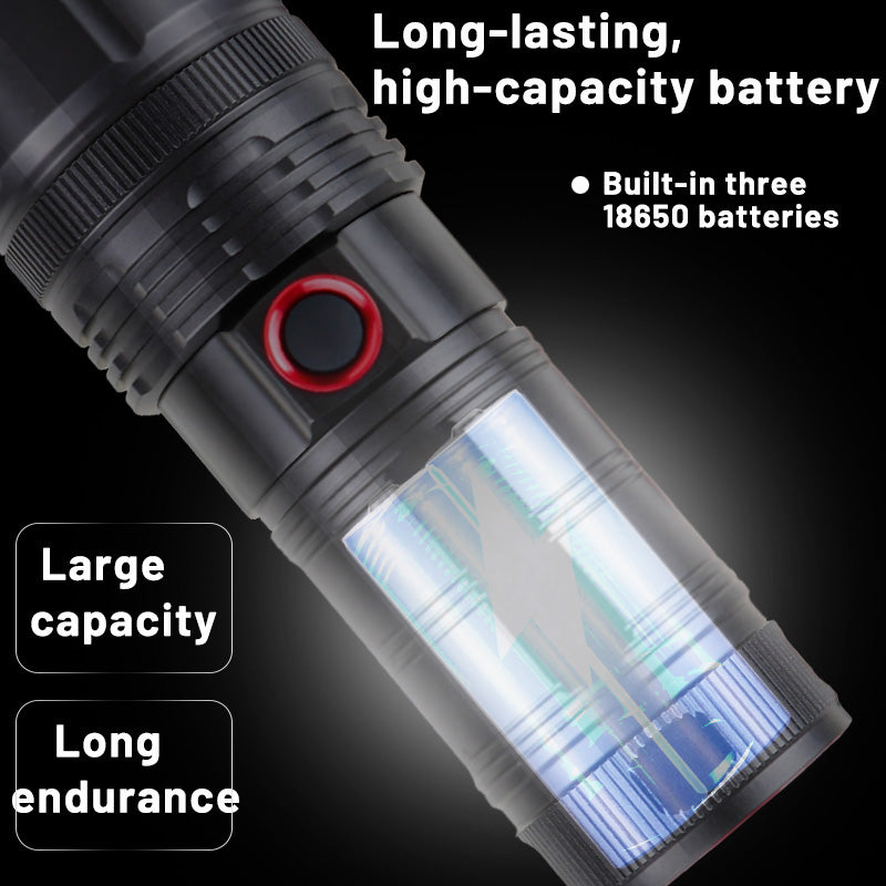 Outdoor Portable Rechargeable Led Flashlights High Power Super Bright Emergency Self Defense Hard Light Camping Hand Torch Light