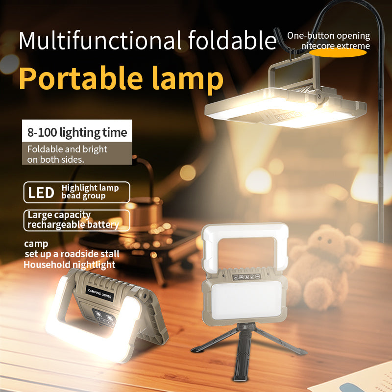 New Folding Lantern Outdoor Emergency Camping Tent Atmosphere LED Light Ultralight Double-Sided Lamp Super Bright Household
