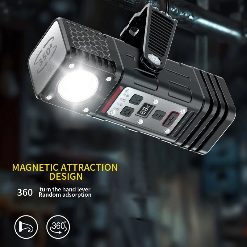 Super Bright Magnetic COB Work Light Rechargeable 350° Rotatable Dual Light Flashlight Portable for Repair Emergency XY-005