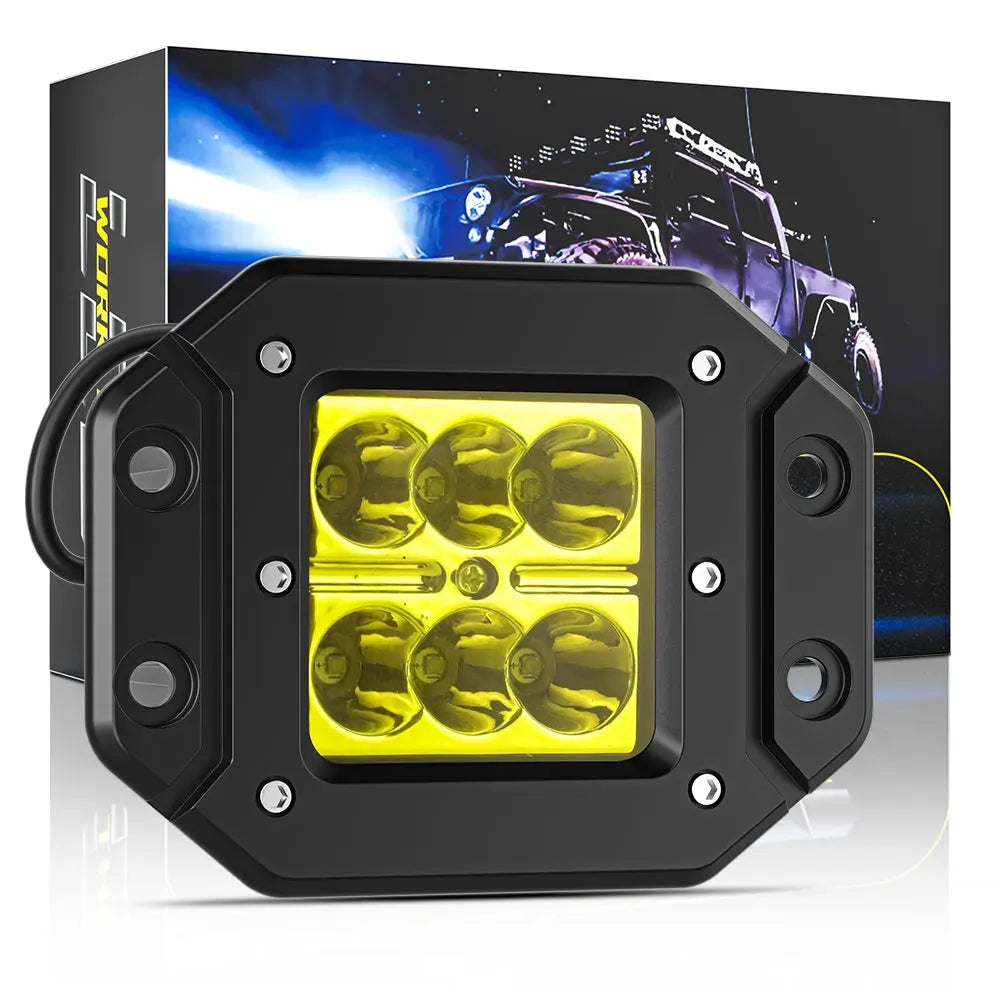 LED spotlights 6500K Flush Mount LED Work Light Bar for Car Truck Offroad Pods Driving Fog Light 9V 30V 1PC