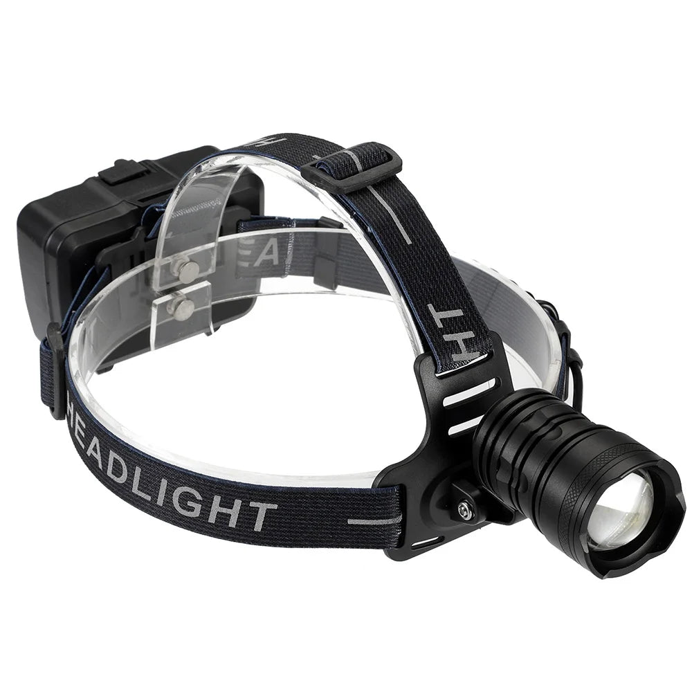 مصباح أمامي LED XHP70 جديد فائق السطوع قابل لإعادة الشحن و3 أوضاع تكبير ومصباح أمامي LED مقاوم للماء وشحن USB