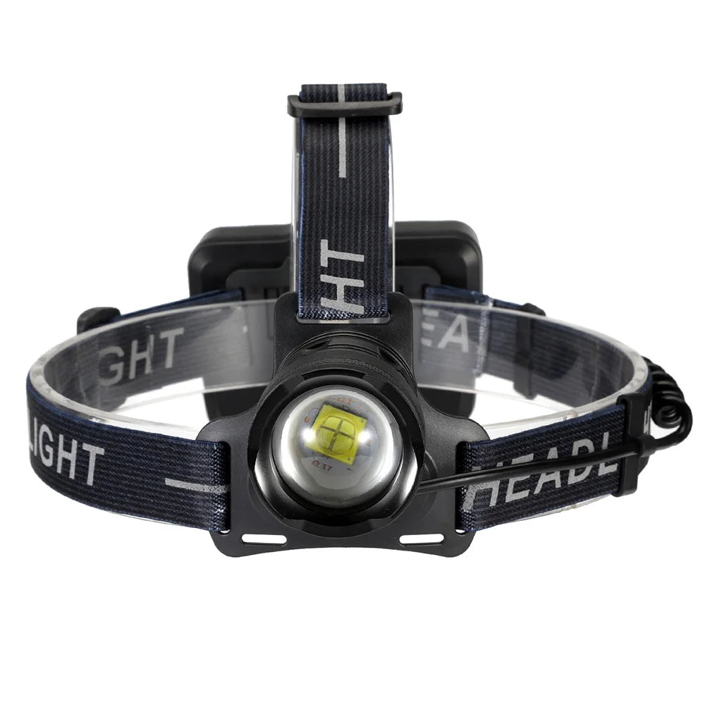 مصباح أمامي LED XHP70 جديد فائق السطوع قابل لإعادة الشحن و3 أوضاع تكبير ومصباح أمامي LED مقاوم للماء وشحن USB