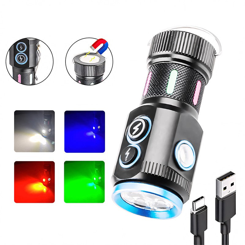 Mini 4LED Flashlight Multifunctional Magnetic Strong Light Work Torch Cob Side Light Outdoor Waterproof Camping Lantern