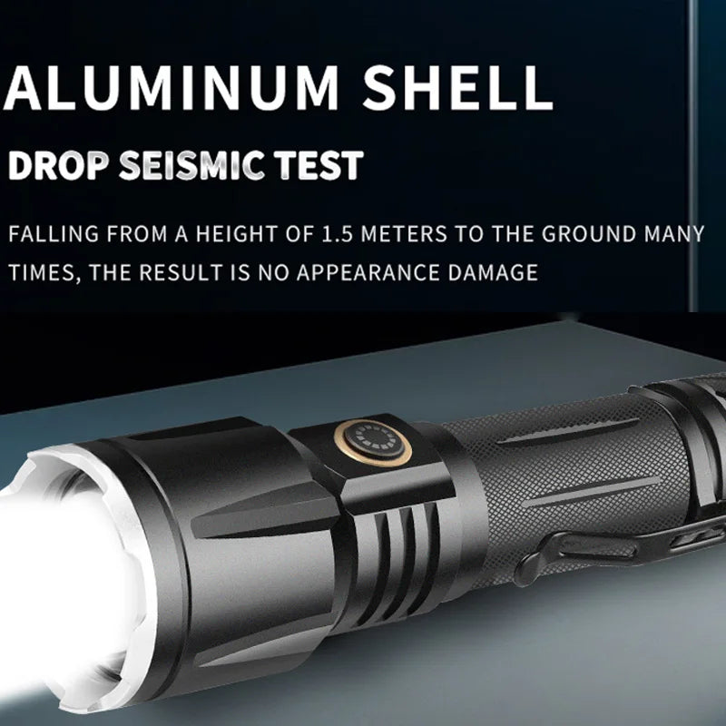 Most Powerful LED Flashlight 8000 Watts USB Rechargeable Shot Long Torch Light High Power Flashlight Tactical Lantern