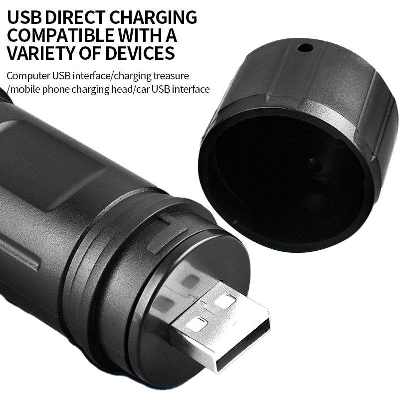 ABS Plastic Flashlight Torch Telescopic Zoom USB Charging Outdoor XHP50 LED High Lumens Camping Emergency Flash Light LY-005