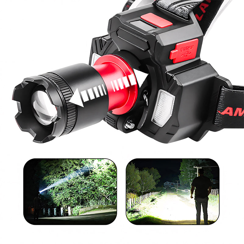 Smart Induction White Light LED Headlight Zoom USB Charging Sensor LED Headlamp Outdoor Multi-Function Head Torch Lantern Lamps