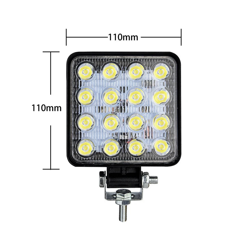 مصباح LED عالي الطاقة للسيارة ومركبة العمل ومصباح أمامي 48 وات و16 مصباح LED لإضاءة الدراجات النارية وفحص أضواء الطرق الوعرة والملحقات
