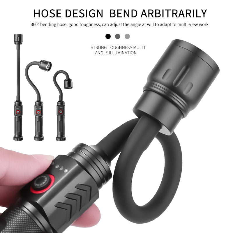 Magnetic LED 360° Rotation Lamp Head Flashlight Aluminum Alloy Rechargeable Work Torch Inspection Outdoor Garage Camping Lights