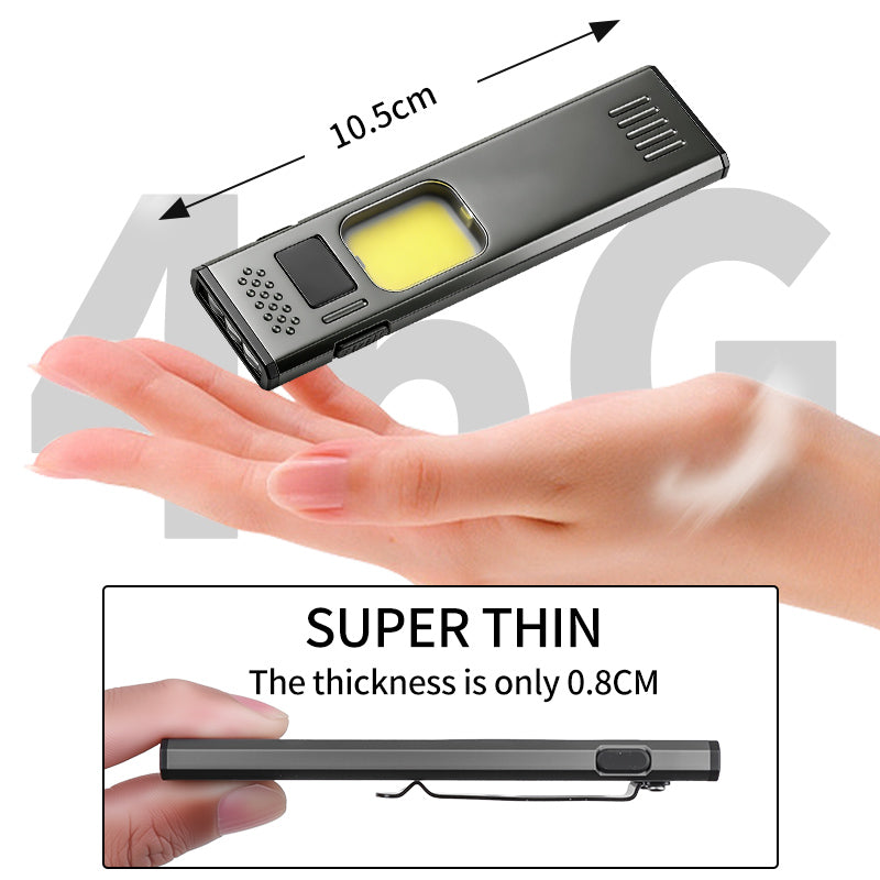Multifunctional Waterproof LED Emergency EDC Flashlight Adjustable Beam USB-C Rechargeable Aluminum Alloy 6H Runtime DC02