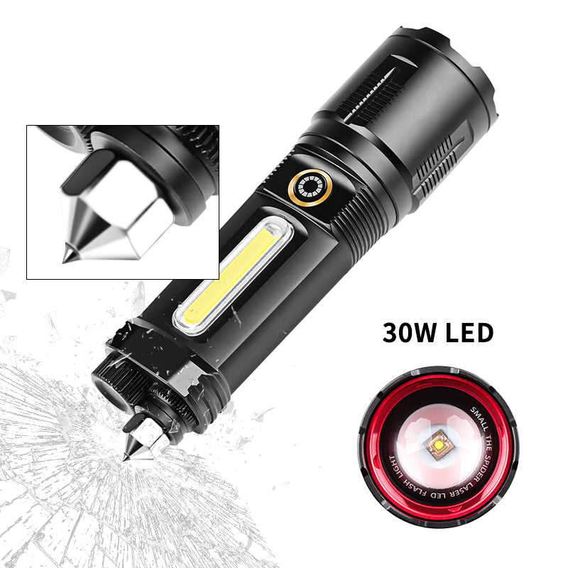LED Flashlight Aluminum Alloy Tactical Hunting Torch USB Rechargeable Zoomable Lantern Use 18650 Battery