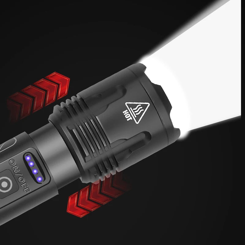 Super Bright XHP99 2,000LM Led Flashlight Zoomable Torch Usb Rechargeable 18650 or 26650 Battery Powerbank Function Lantern