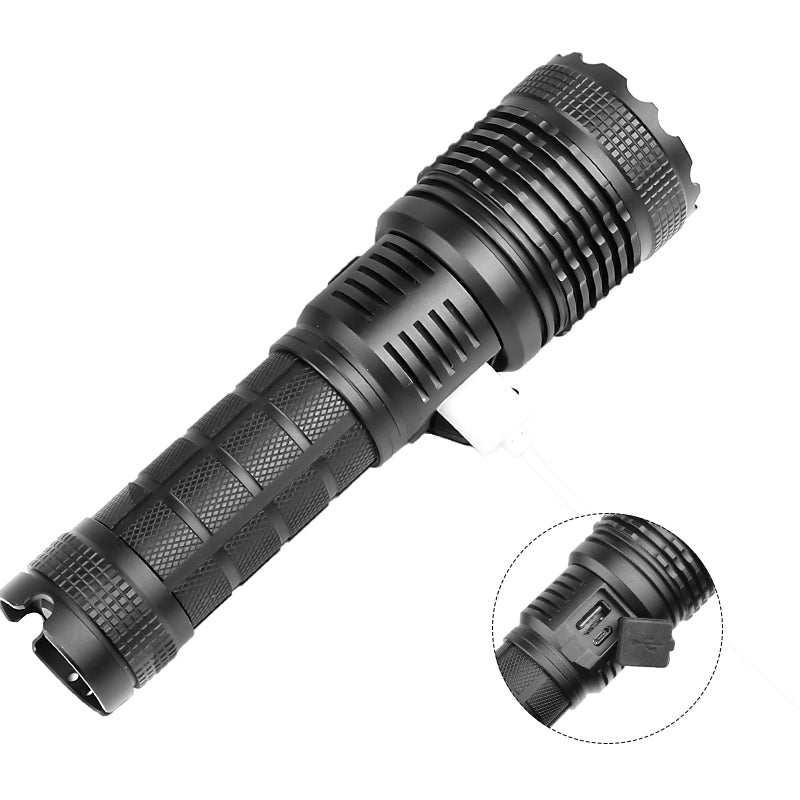 Powerful Flashlight Type-C Rechargeable LED Torch Use 26650 Battery Emergency Supply for Outdoor Camping Night Fishing