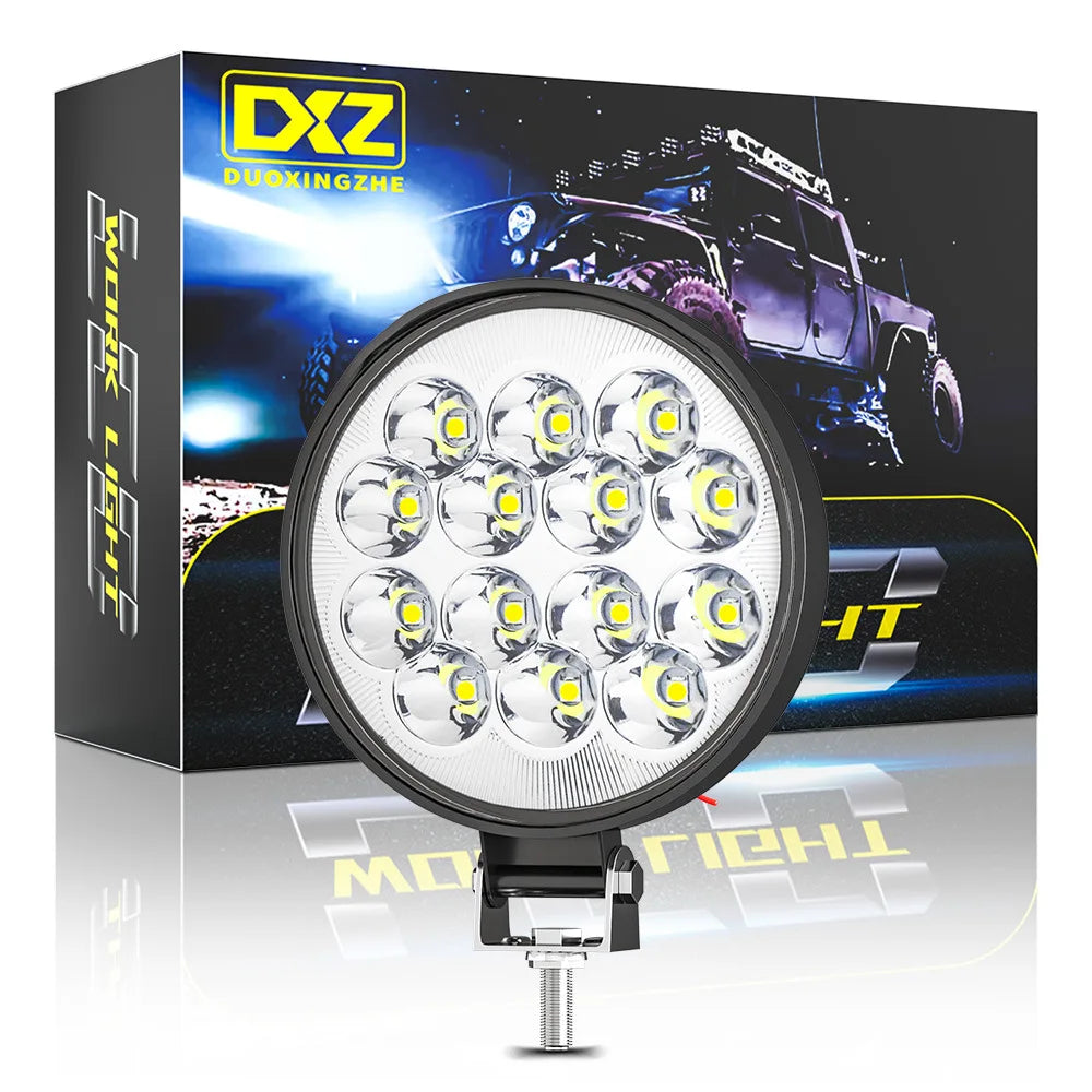Work Light 42W Car Headlight 14Led Strobe Light For Truck Offroad 12/24V Night Led Spotlight For SUV Fog Lamps
