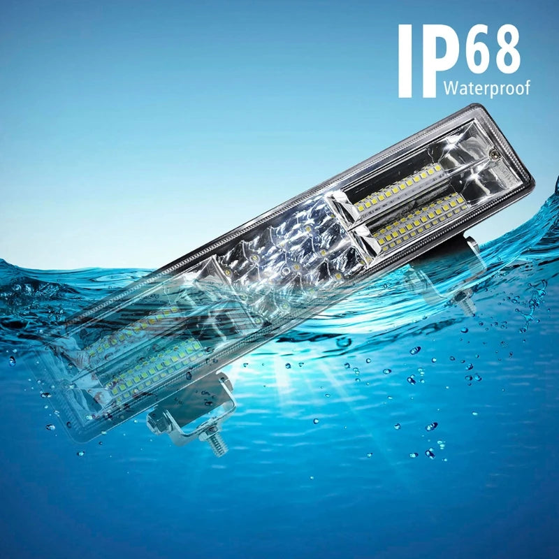 Nueva barra de luces LED ultradelgada de 60 LED, barra de luces LED de doble fila de 12 pulgadas, luz de trabajo combinada, luces de conducción para automóviles SUV