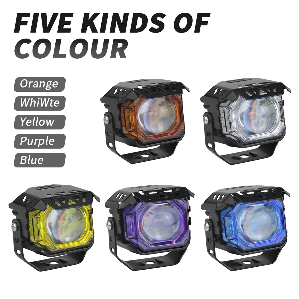 Motorcycle LED Driving Fog Lights 9V-60V 4 Lighting Modes LED Auxiliary Lights IP67 Waterproof for Tractor Truck ATV UTV