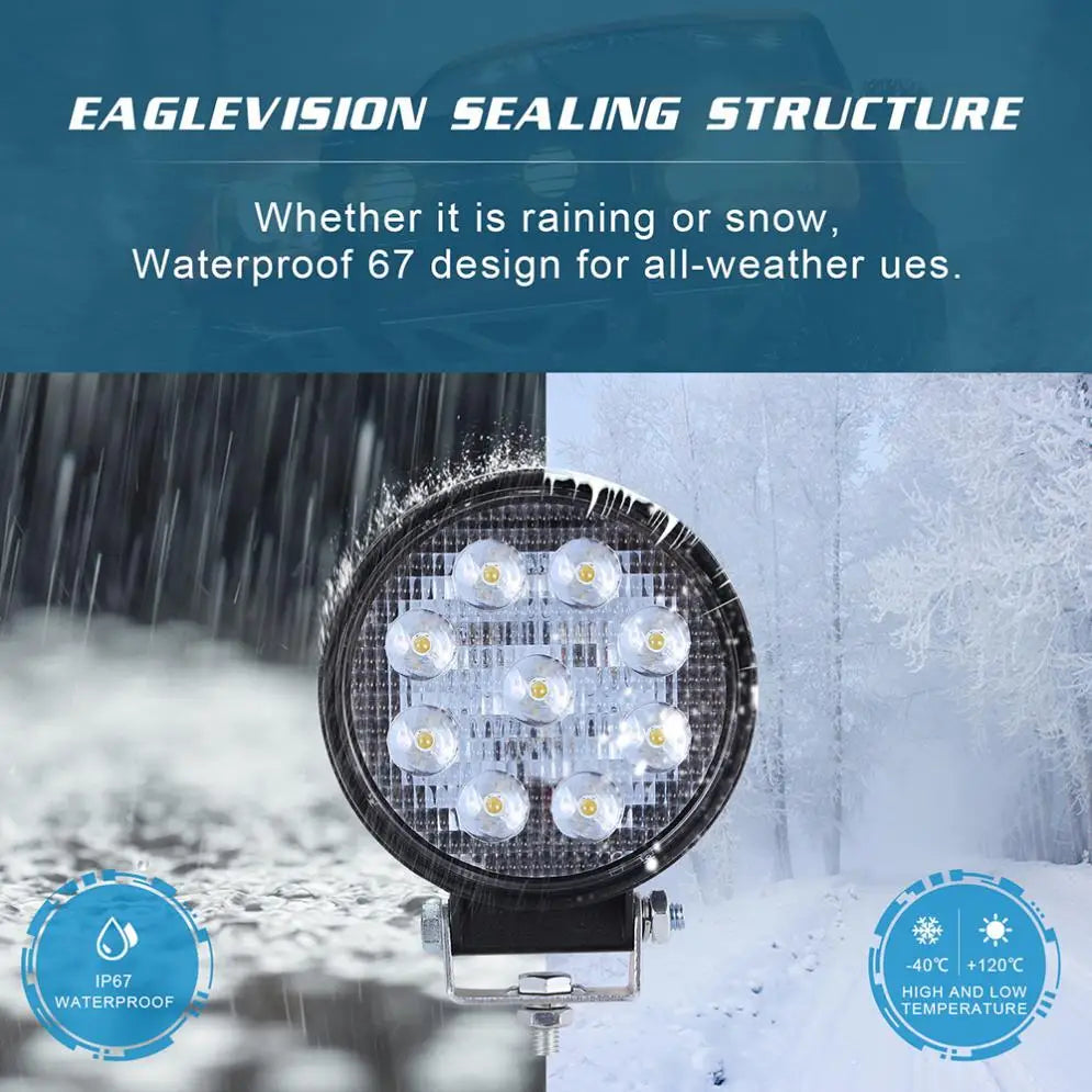 Round Waterproof LED Work Light for Off-Road Suv Boat 4X4 Jeep Truck