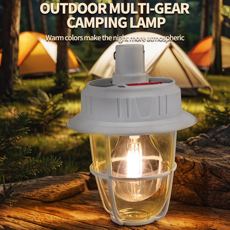 Solar USB Rechargeable Camping Lantern Portable Outdoor Tent Light with Hook Emergency Lights for Hiking Fishing Hunting