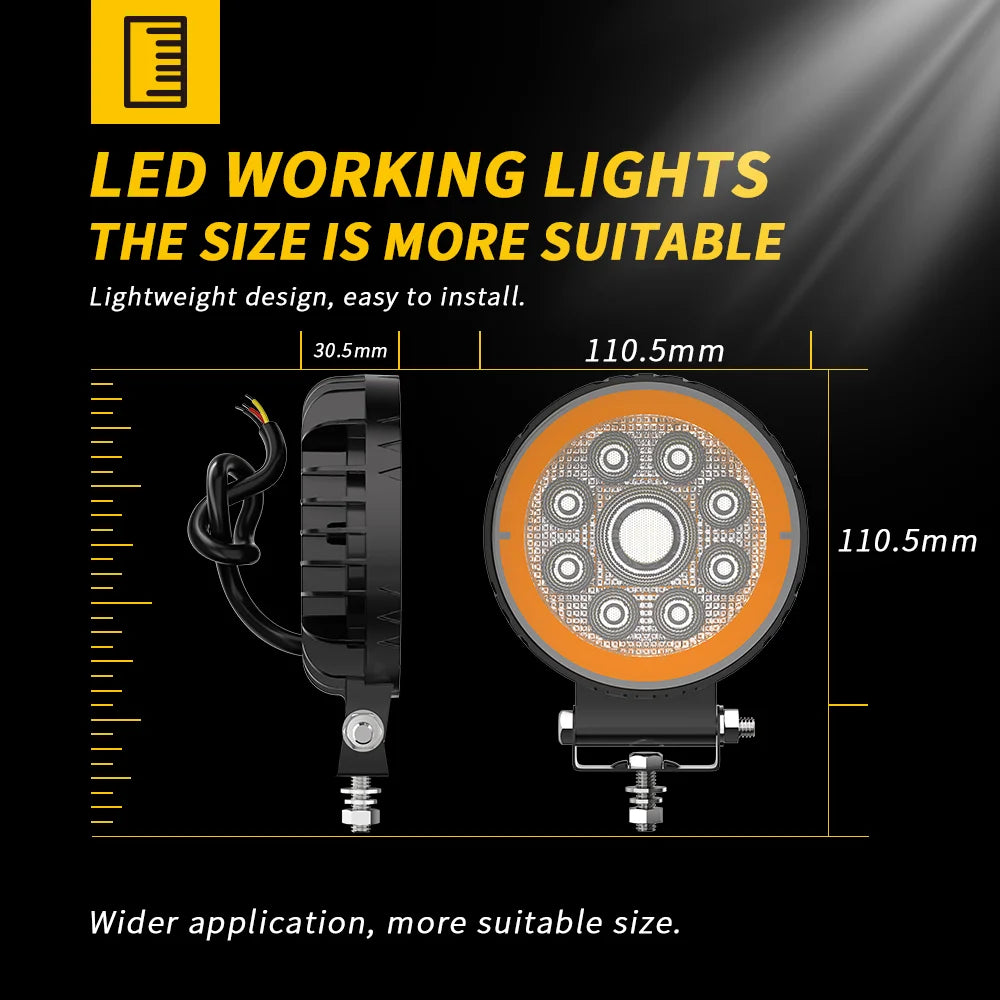 4 Inch 48 LED Circle Floodlight 9-36V Car Work Light For Jeep Truck Boat Tractor ATV Offroad 4X4 Barra LED Headlight