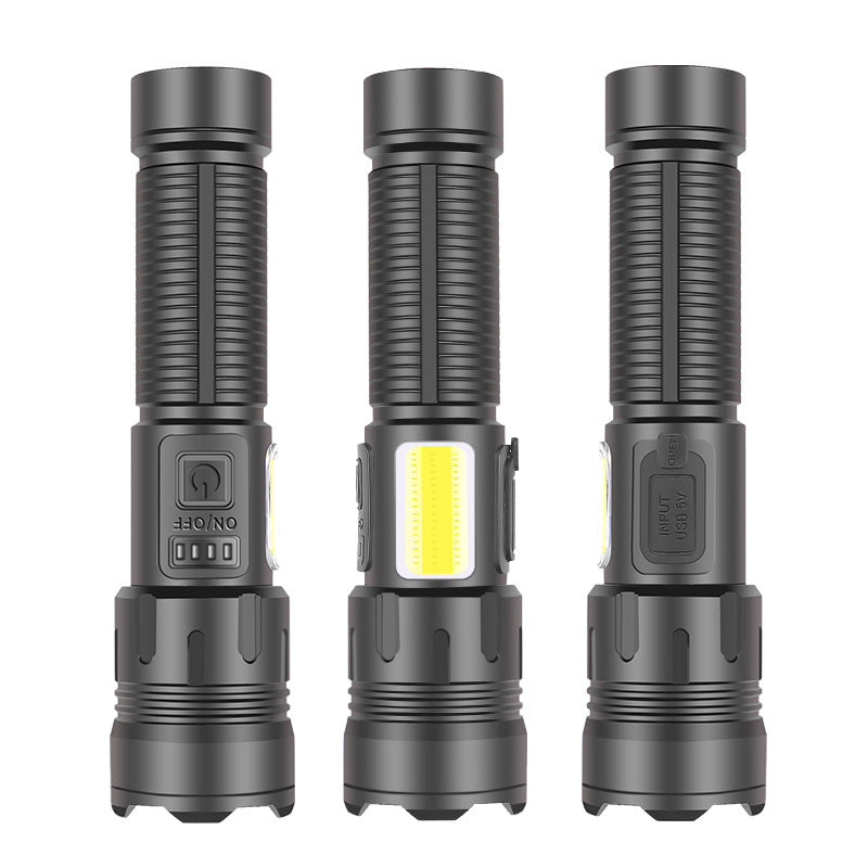 Flashlight Telescopic Zoom Aluminum Alloy + ABS Material Powered By 26650 Battery Usb Rechargeable Camping Lamp