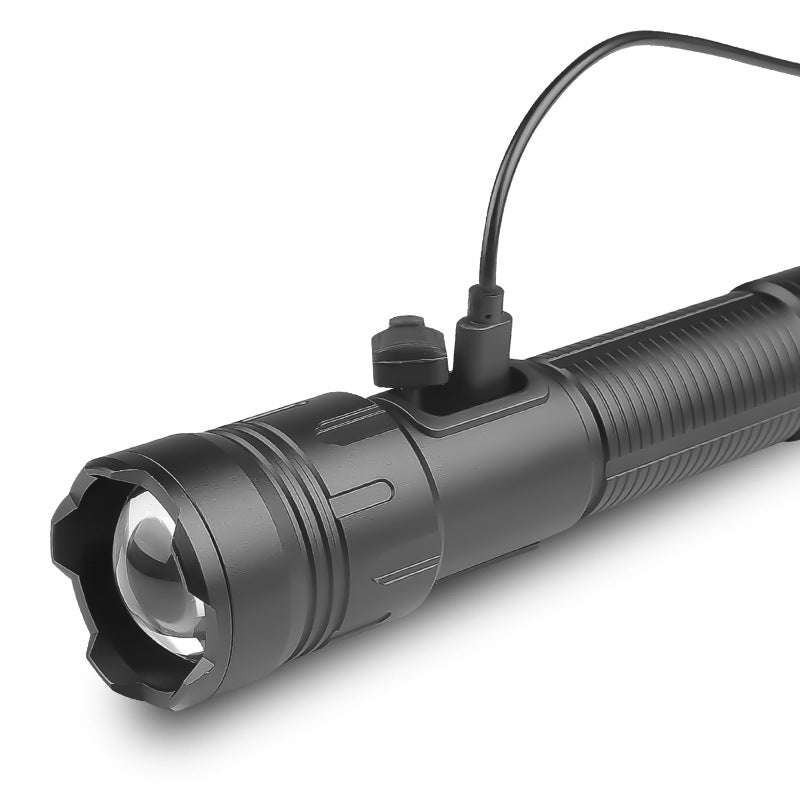 Flashlight Telescopic Zoom Aluminum Alloy + ABS Material Powered By 26650 Battery Usb Rechargeable Camping Lamp