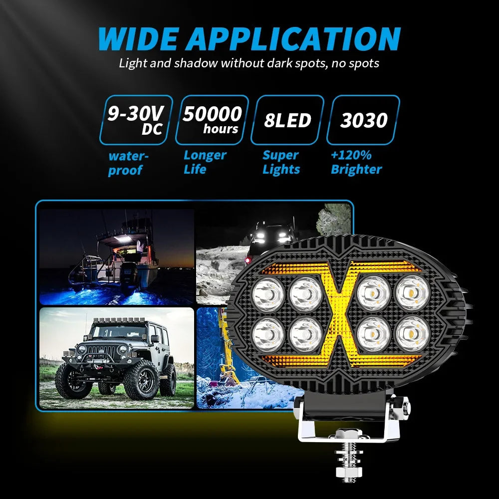 5.5inch Oval 8led work light Off-road vehicle truck with daylight floodlight paving work light