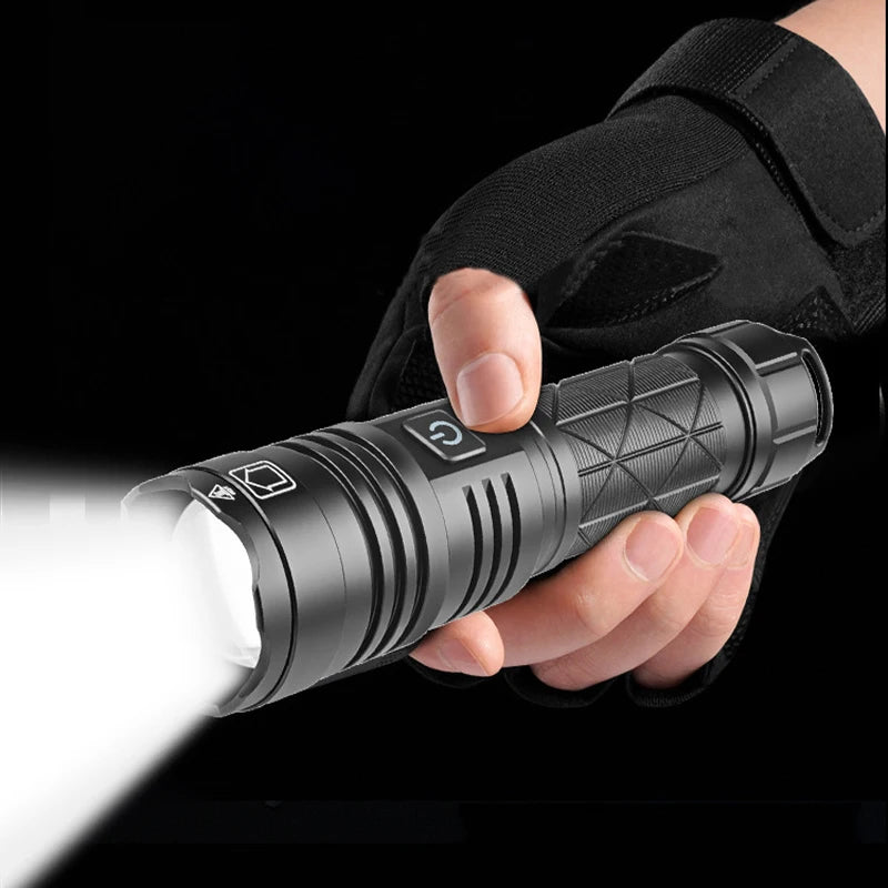 XHP70 LED flashlight camping fishing lamp TYPE-C charging low power reminder can output waterproof telescopic zoom use outdoor