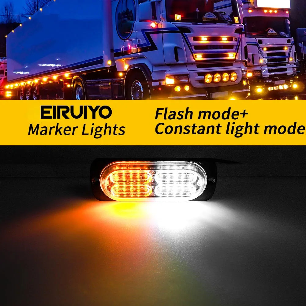 مصابيح تحذيرية LED 20 لسيارات الشرطة وشاحنات السيارات الجانبية ومصباح إشارة الطوارئ 12 فولت 24 فولت ضوء وامض كهرماني أبيض أحمر أزرق