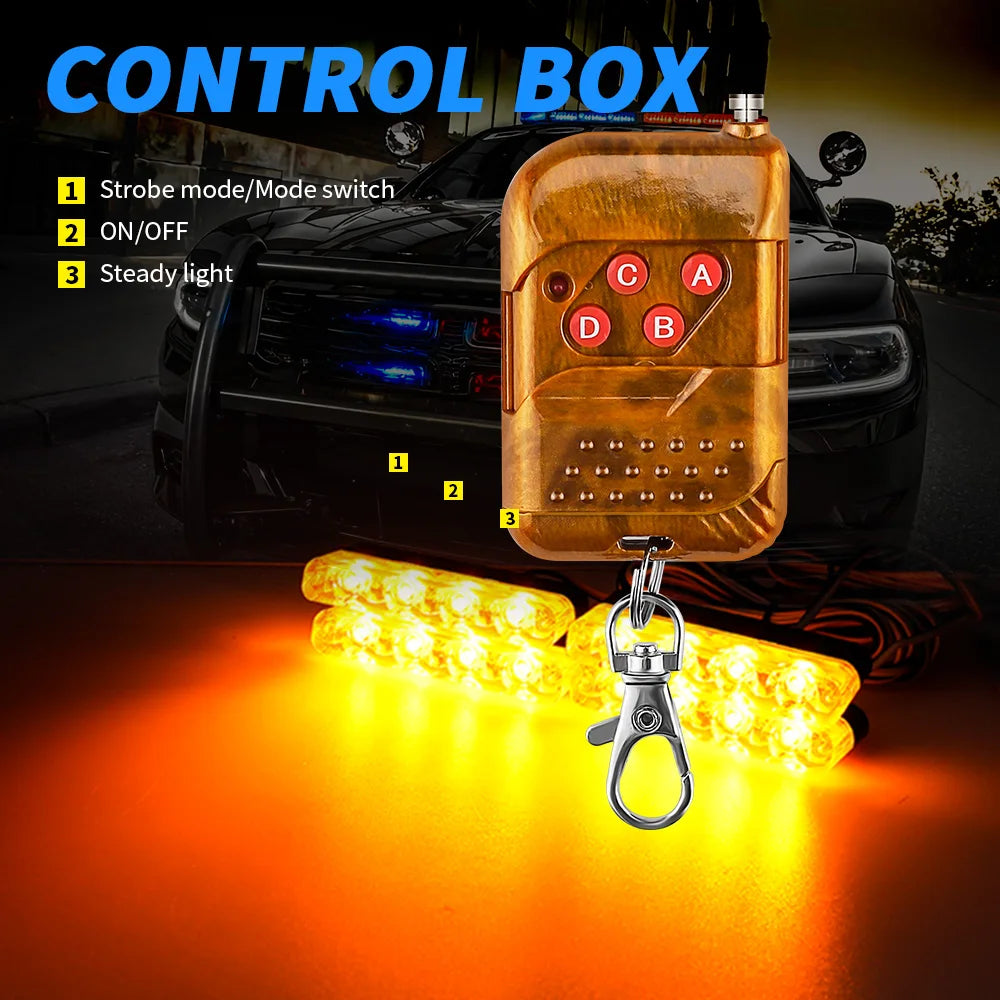 4 in 1 Wireless Control Car Led Strobe Warning Signal Light 4LED Grille Flashing Lightbar Truck Beacon Traffic Lamp