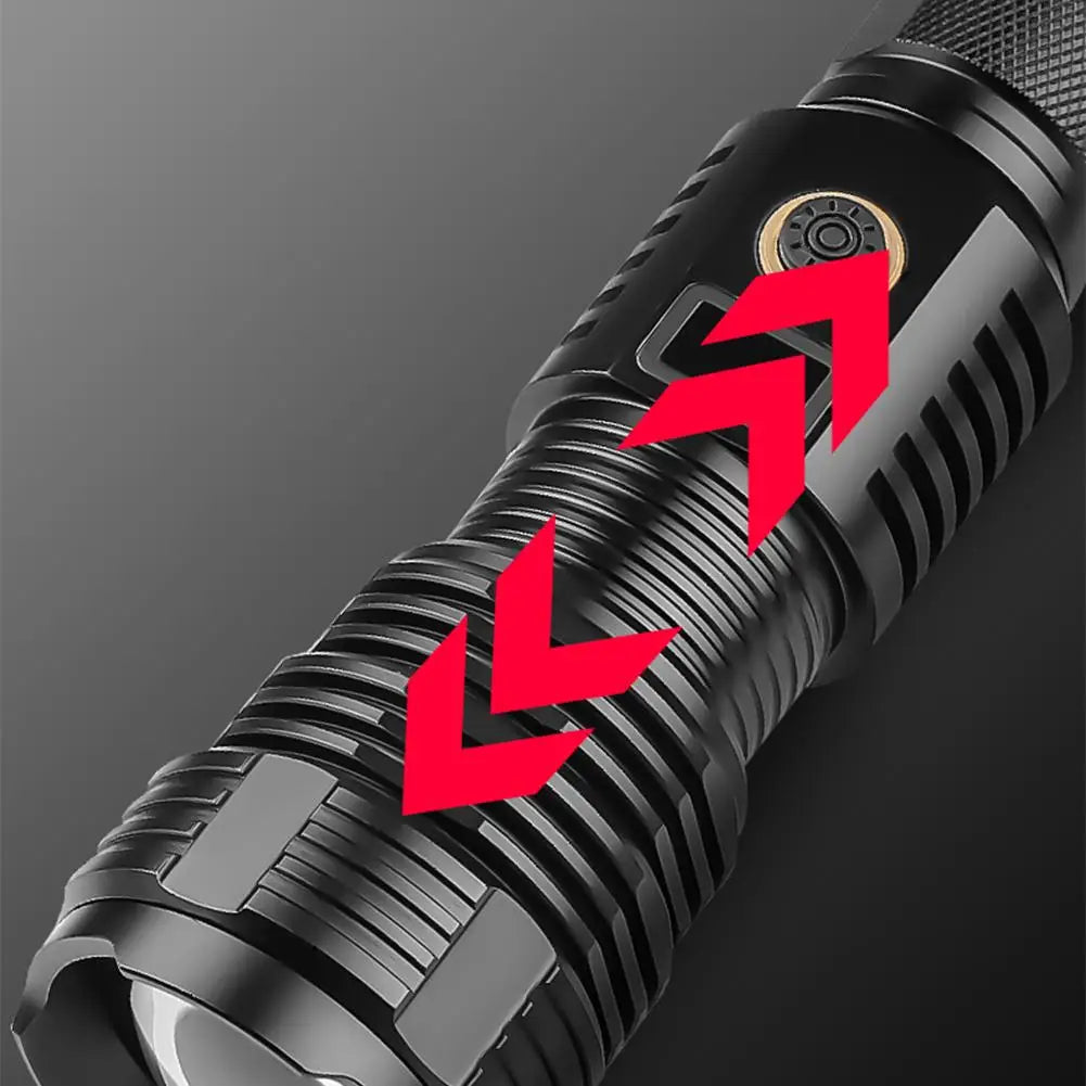 Outdoor Led Flashlight Ip67 Waterproof Powerful Digital Display Zoom Type-c Usb Rechargeable Work Light Xhp70