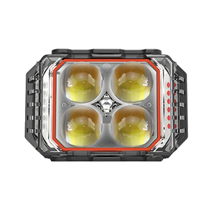 Motorcycle LED light mini headlamp fog lights Super Bright Spotlight Dual Color White Yellow light with Red blue Flash lamp