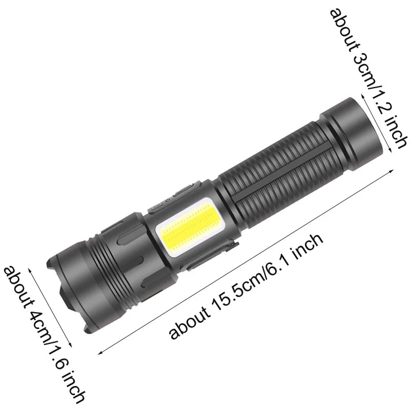 Flashlight Telescopic Zoom Aluminum Alloy + ABS Material Powered By 26650 Battery Usb Rechargeable Camping Lamp