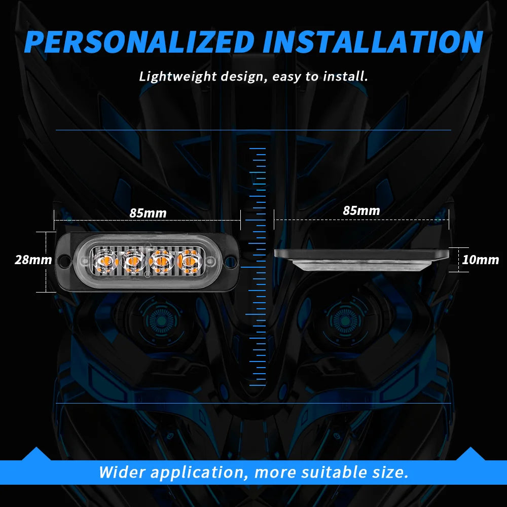 4 قطع من مصابيح LED لسيارة الإسعاف والشرطة ورجال الإطفاء ومصابيح تحذيرية ثابتة ومصابيح LED لتصفيف السيارة وملحقات السيارات المقاومة للماء 12 فولت