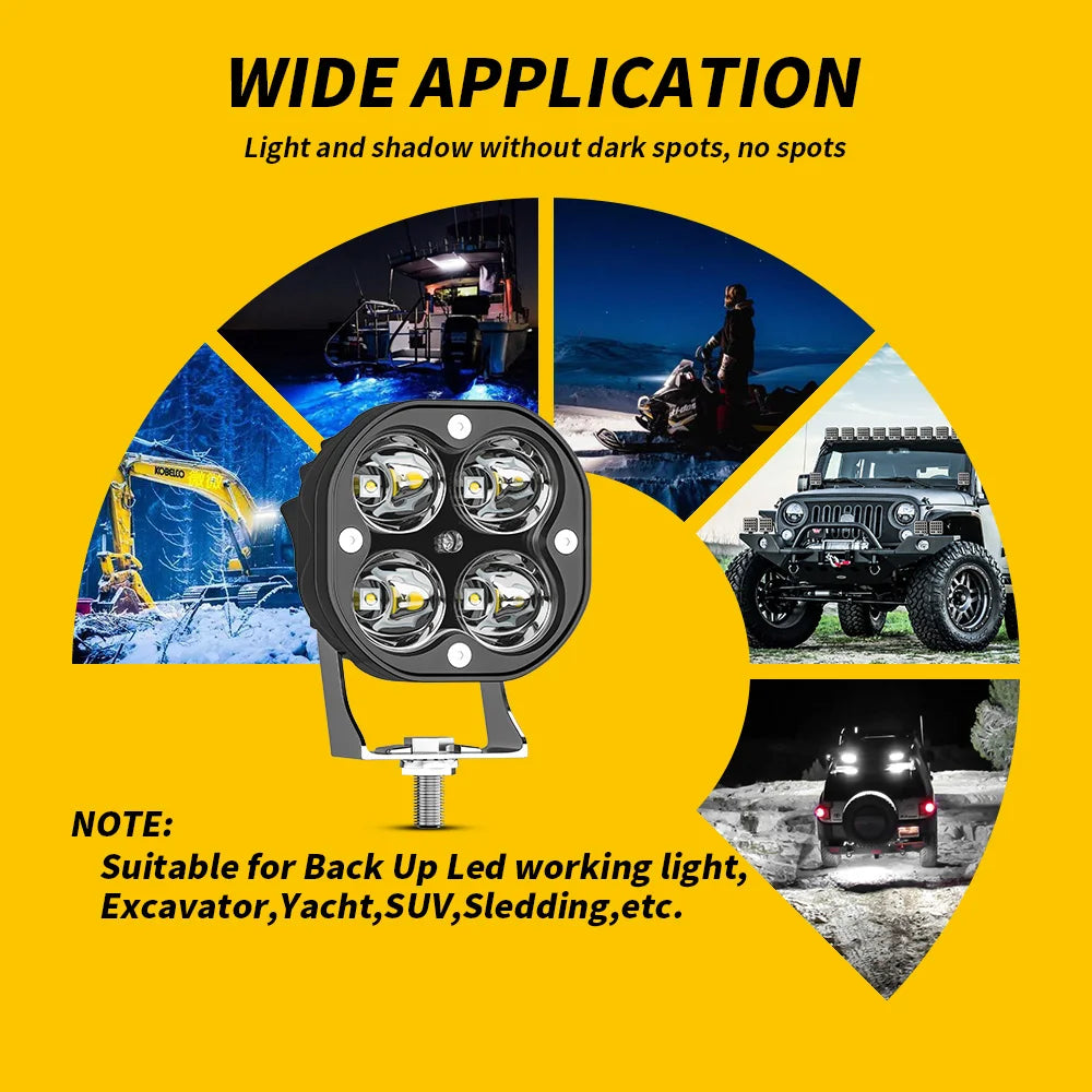High Quality Super Bright Work Light LED Car Fog Light 12V 24V White Spotlight for Truck SUV 4X4 4WD Off-road
