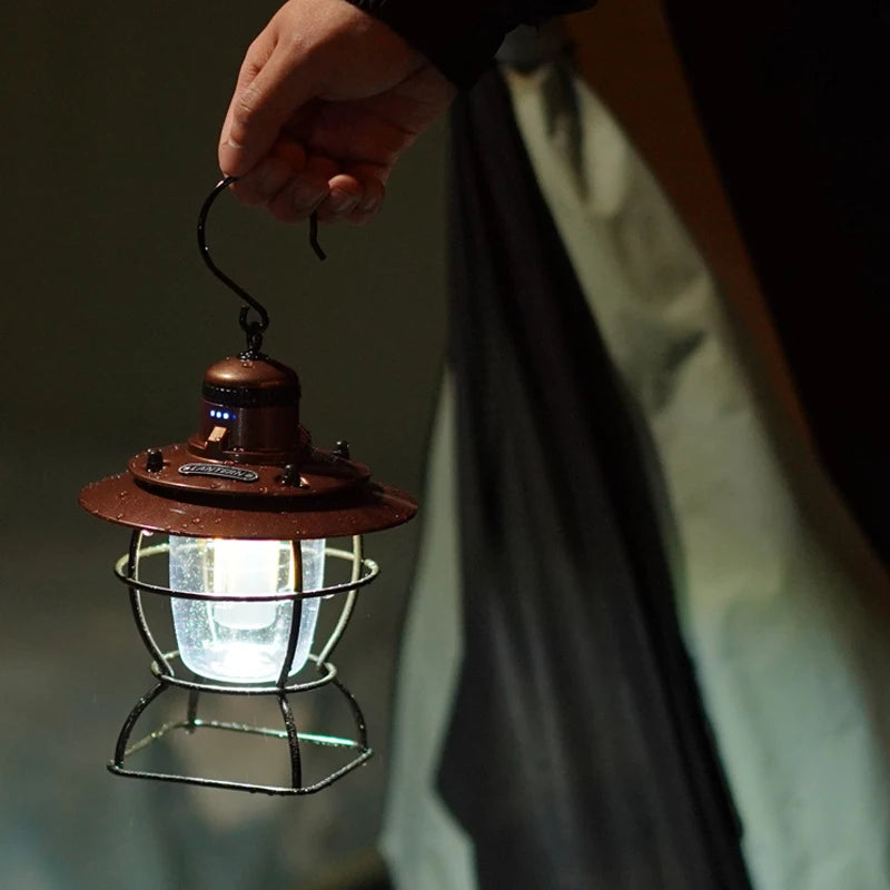 Camping Portable Retro Lantern Vintage Tent Lighting Lantern Decoration Waterproof Outdoor Garden Street Path Lawn Lamp