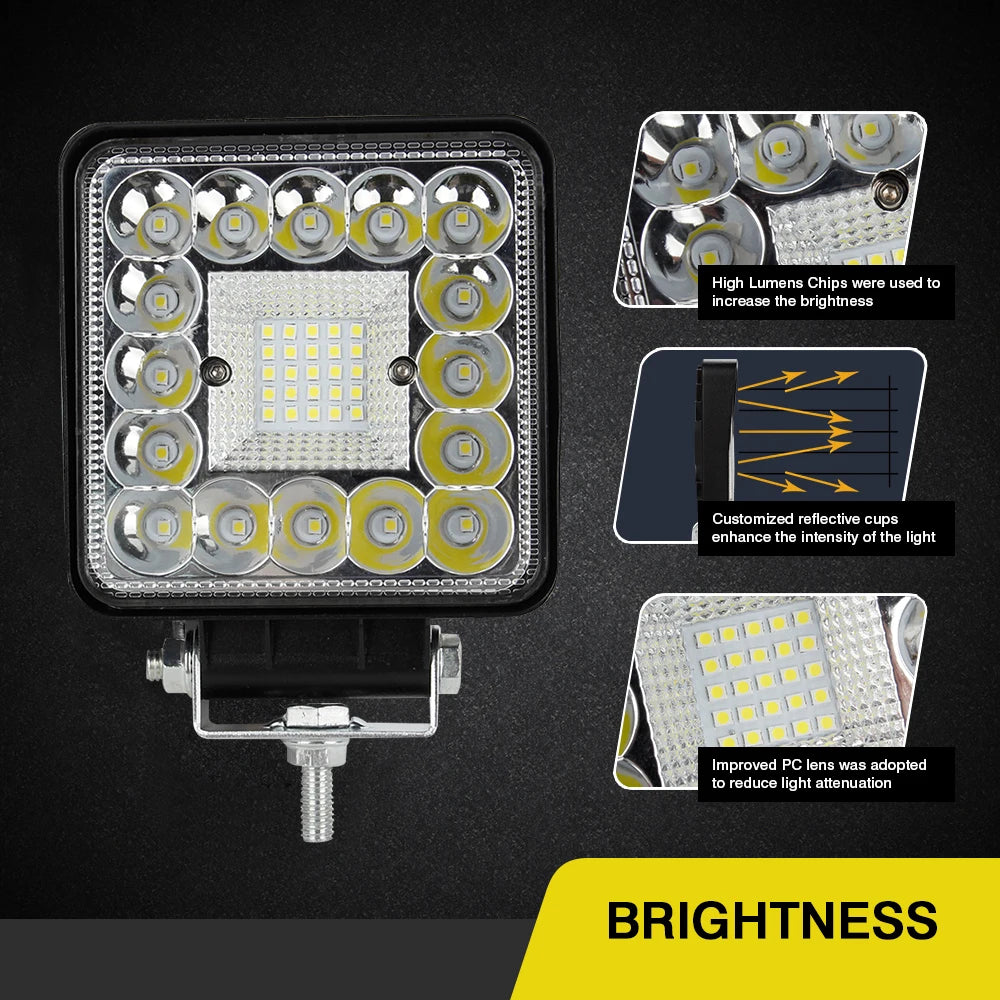 123W LED Work Light Bar Spotlight Driving Fog Lamp For Jeep Truck Boat Car Tractor SUV ATV Barra 4X4 LED Headlight