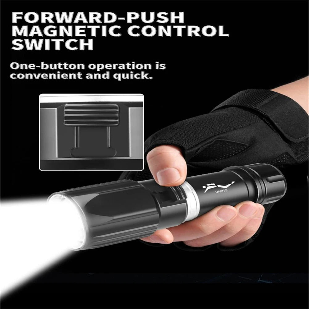 Diving Scuba Flashlight 1000 Lumens IPX8 Waterproof Super Bright XHP 70 LED Torch Rechargeable Flashlight