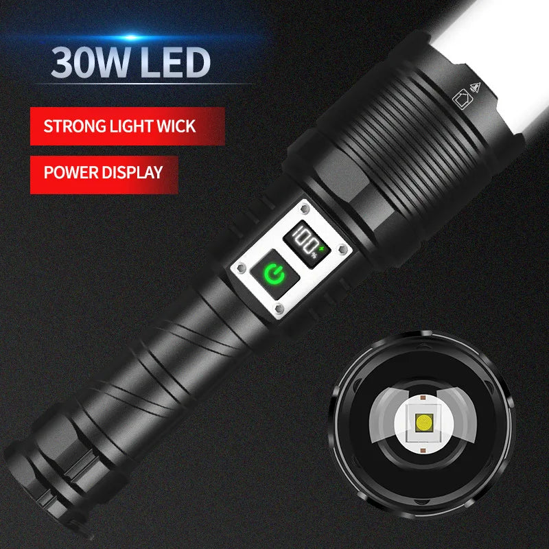 Camping fishing lamp portable strong light flashlight multi-function retractable Type-C USB charging power faliure energency