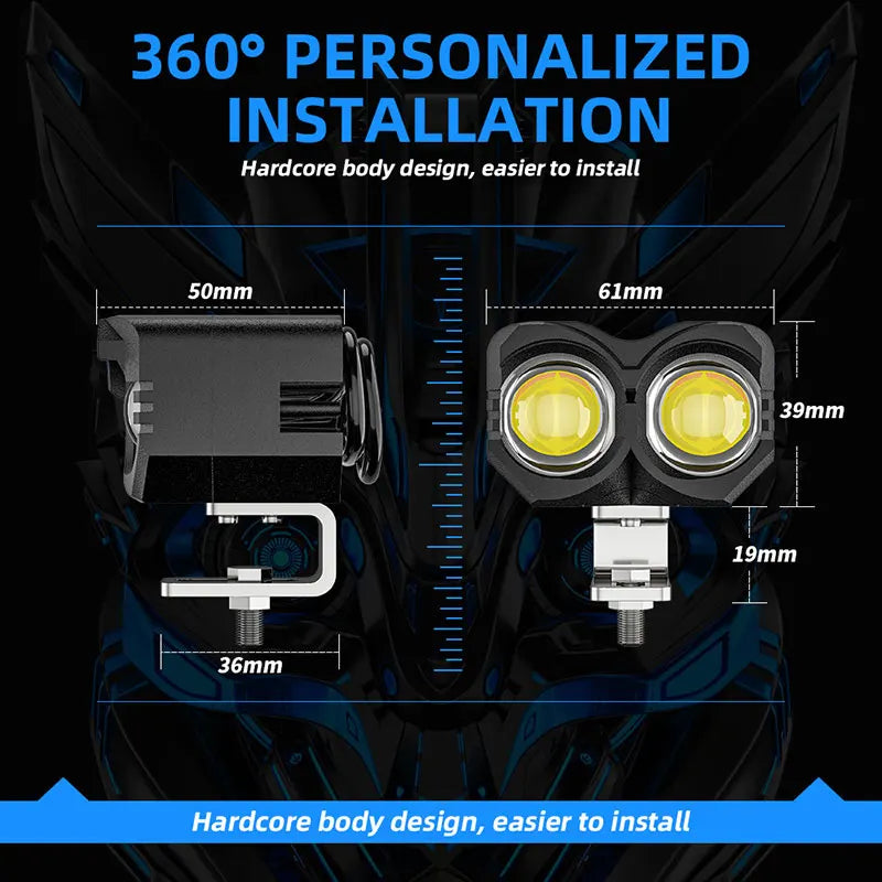 Motorcycle LED headlights With lens Spotlight moto Headlamps Scooter headlamp Additional Headlight white yellow 12v Universal