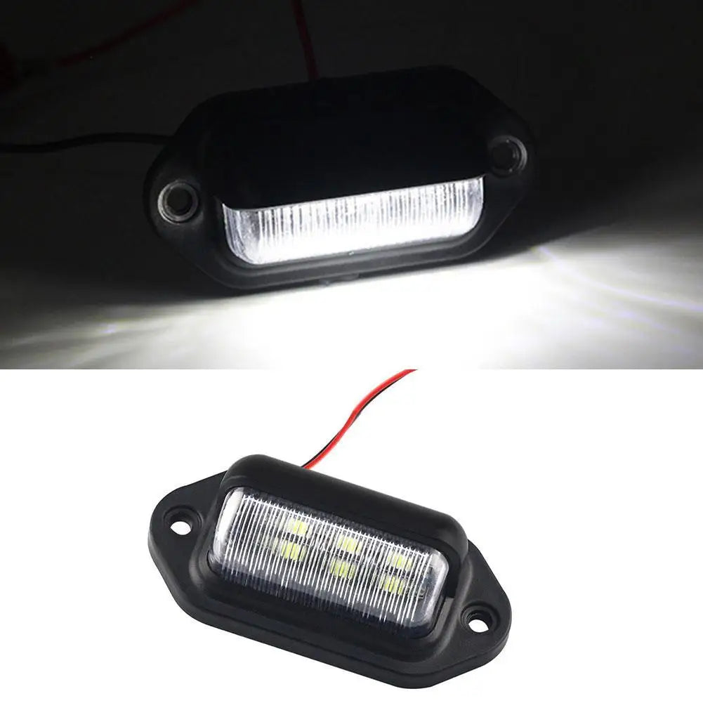 Car Trailer Taillight Side Light 6 LED License Plate Tag Lights Universal Car Plate Light Signal Lamp Car Accessories