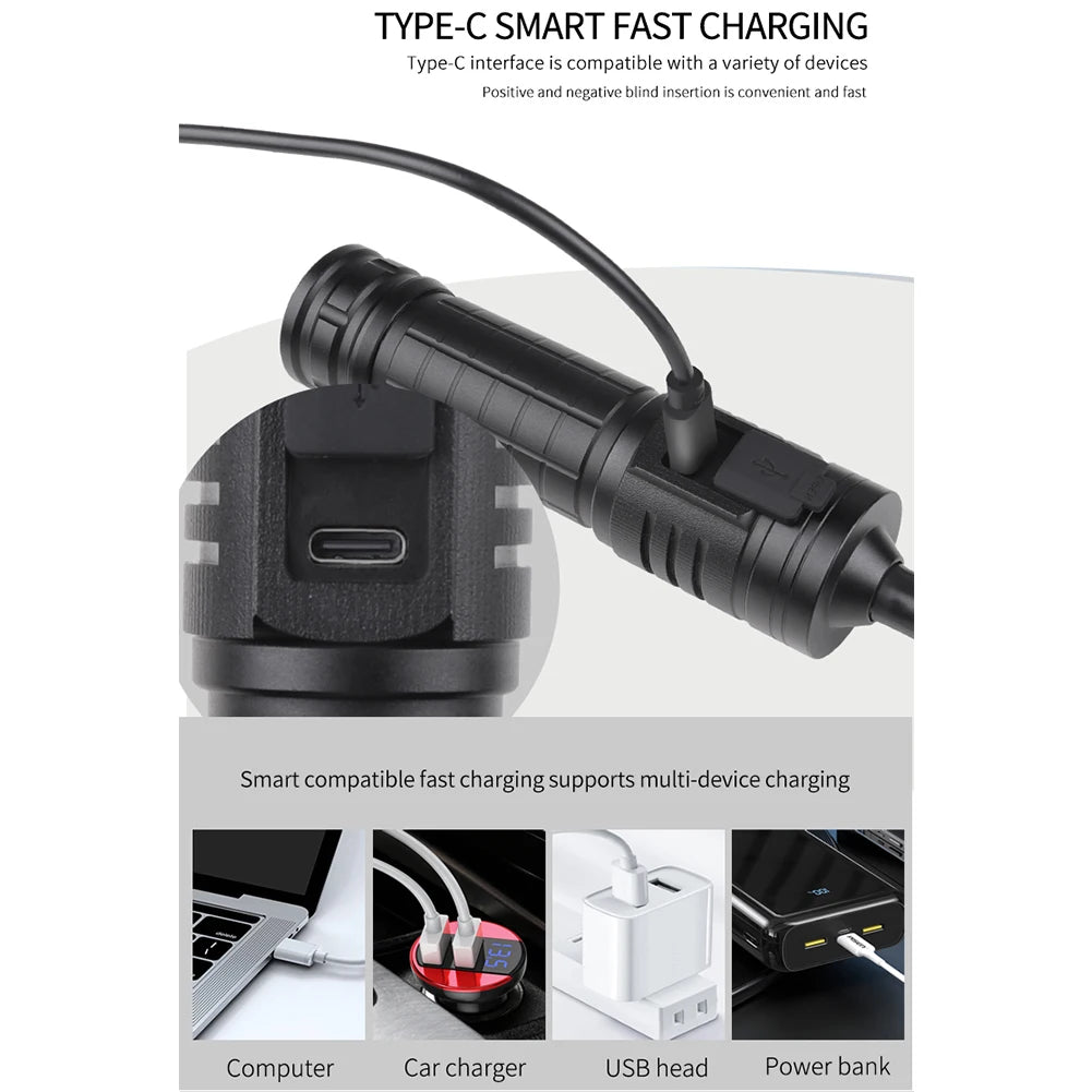 USB Rechargeable LED Flashlight Flexible COB LED Work Light Magnetic Car Repairing Inspection Lamp Outdoor Camping Emergency