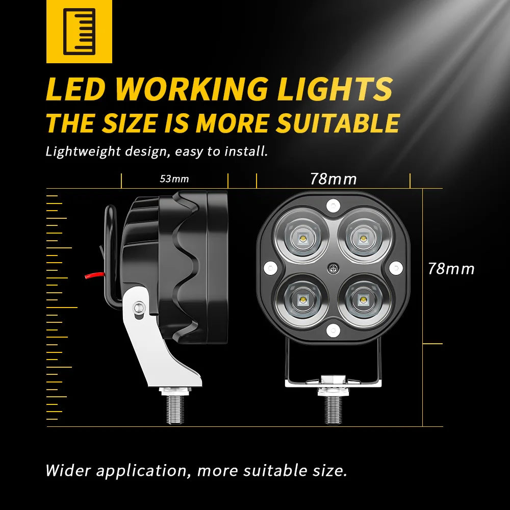 High Quality Super Bright Work Light LED Car Fog Light 12V 24V White Spotlight for Truck SUV 4X4 4WD Off-road