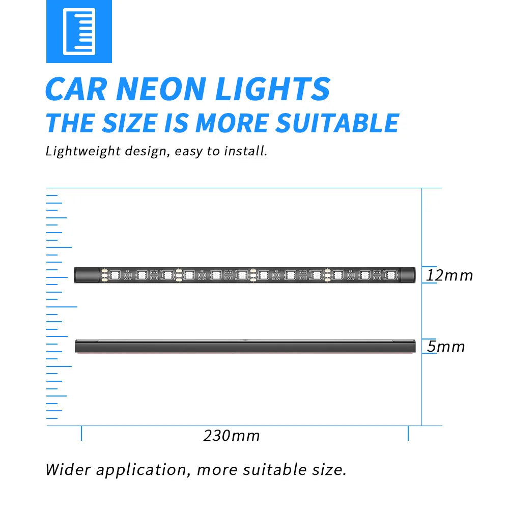 car accessories RGB 12 LED fiber car led strips ambient light 12V 5V interior decorate atmosphere light in car