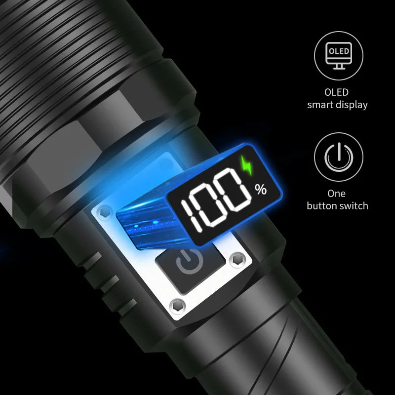 Camping fishing lamp portable strong light flashlight multi-function retractable Type-C USB charging power faliure energency