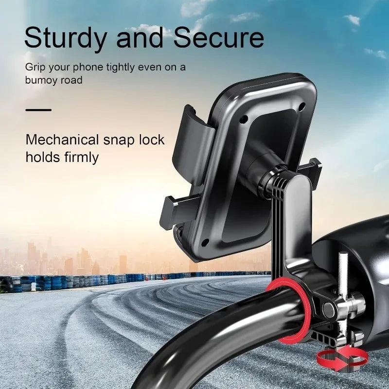 Universal Bike Phone Holder 360° Rotatable Phone Holder GPS Clip One Hand Operation Handlebar Stand for Motorcycle ATV Scooter