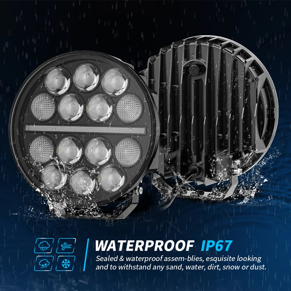 New 9-Inch Truck Auxiliary Spotlights 12-24V IP67 For Heavy Truck Accessories Lighting Driving Lights