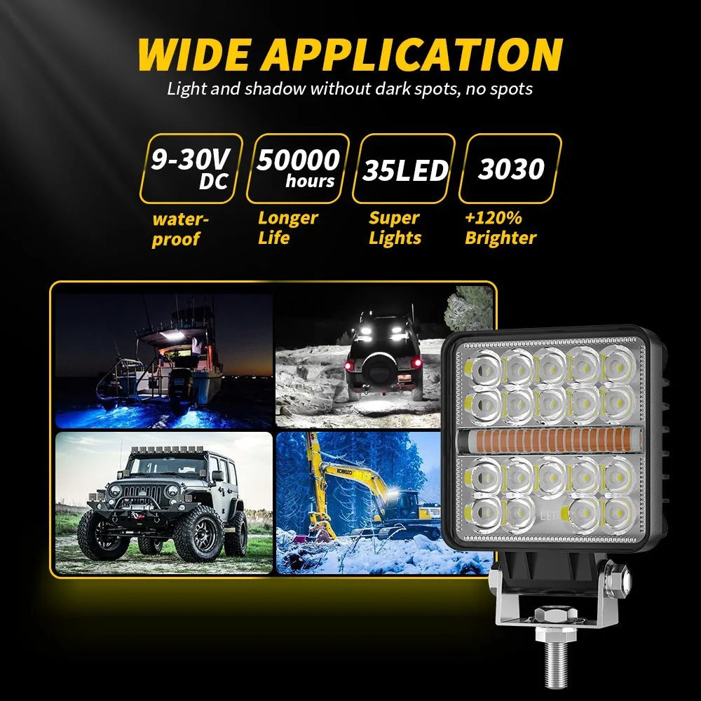 4 "car LED Working Light 12V 24V White and Yellow Dual Color With DRL Day Running Light 4X4 off-road LED Driving Light