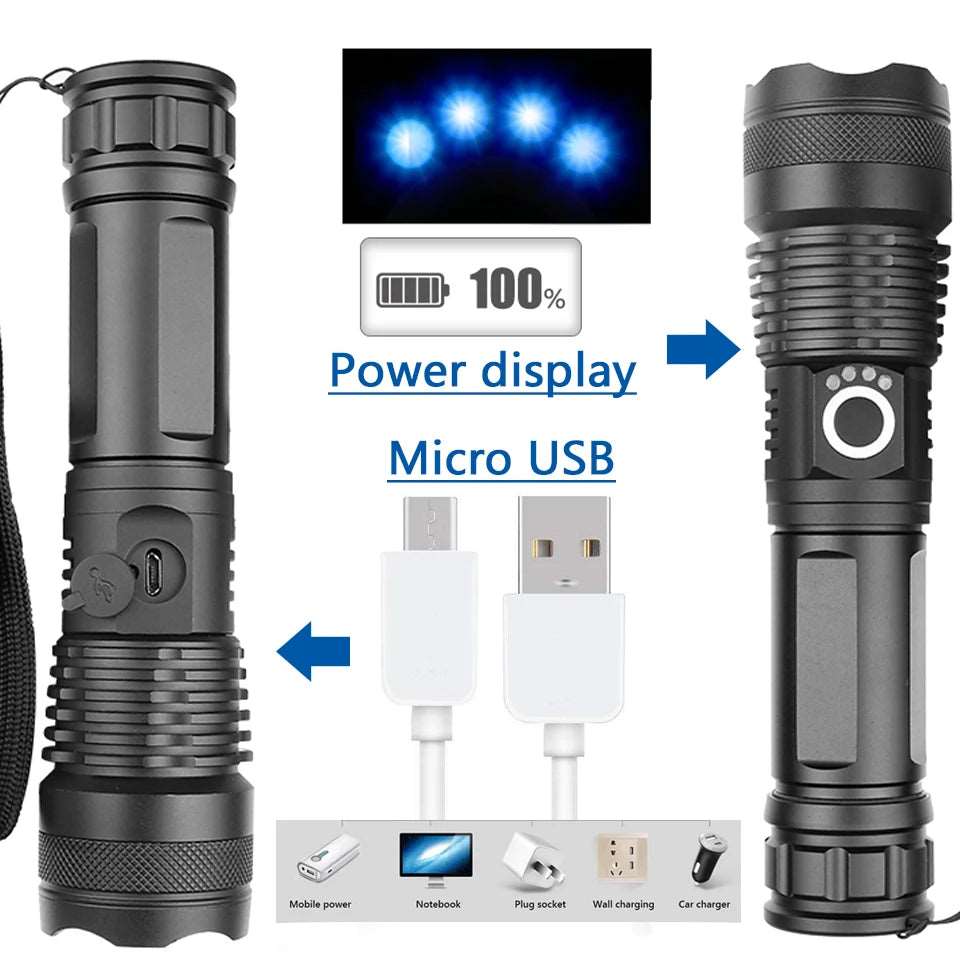 Zoomable Torch Light Lantern XHP180 Super Bright 9-core High Quality Led Flashlight Usb Rechargeable 18650 26650 Battery led