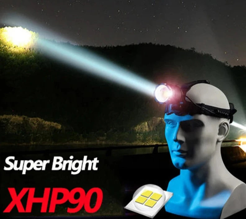 Most Powerful XHP50 LED Headlight headlamp Head Lamp Power Flashlight headlight 18650 battery Best For Camping fishing