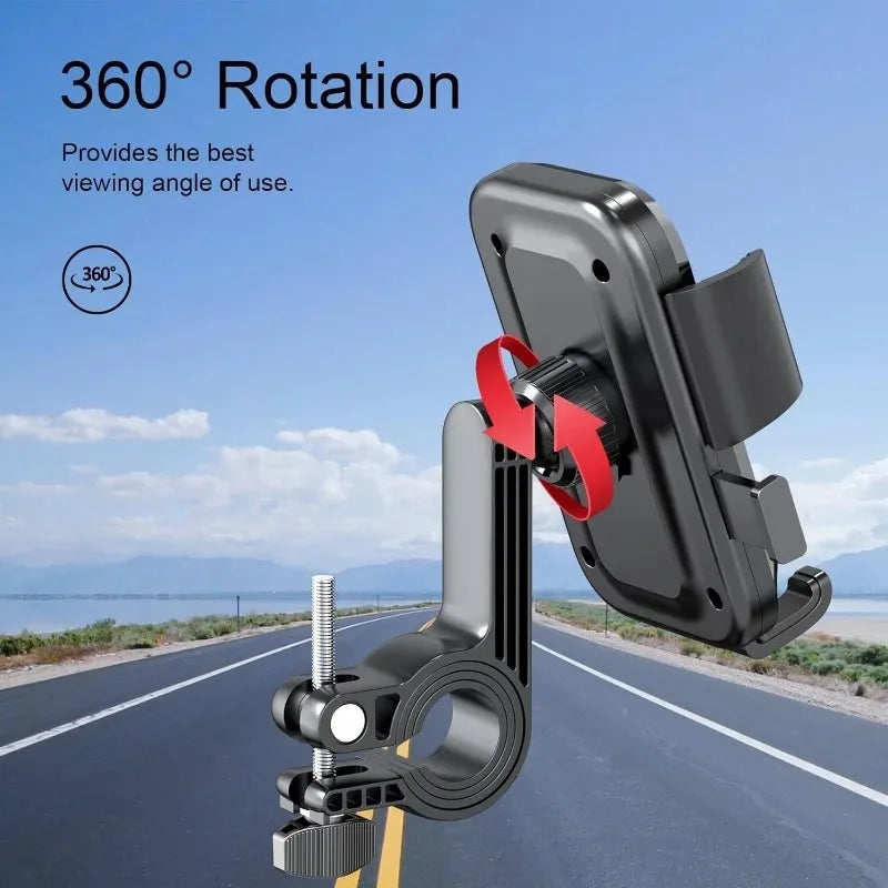 Universal Bike Phone Holder 360° Rotatable Phone Holder GPS Clip One Hand Operation Handlebar Stand for Motorcycle ATV Scooter