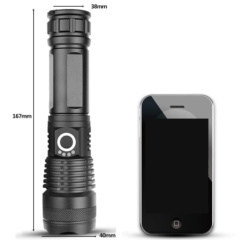 Zoomable Torch Light Lantern XHP50 Super Bright 9-core High Quality Led Flashlight Usb Rechargeable 18650 26650 Battery led